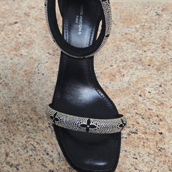 Louis Vuitton Black Rhinestone Ankle Strap Pumps Size 8.5 US / 39 EU - Picture 3 of 6